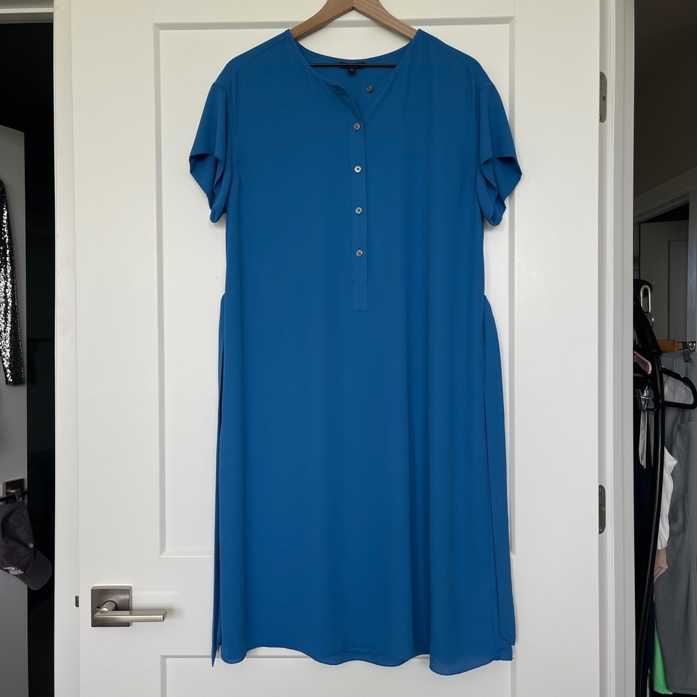 ATM Anthony Thomas Melillo Crepe Georgette Dress Cobalt Blue Small Relaxed Chic - Picture 5 of 14